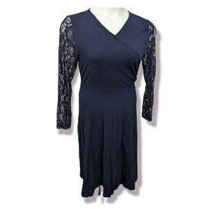 Mimigogo Blue Lace Long Sleeve Stretch Dress Size XL NWT